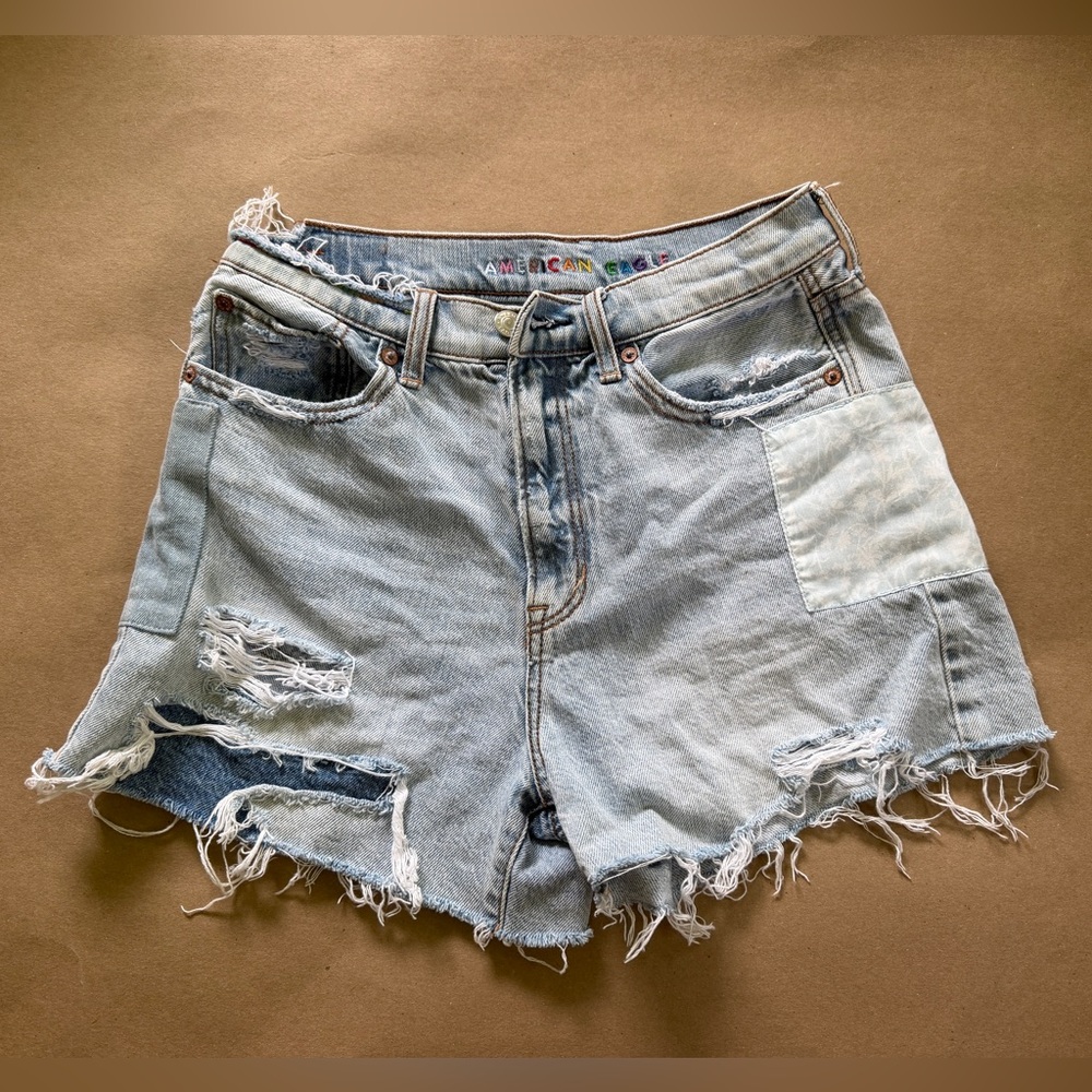 American Eagle Outfitters Light Wash Distressed Denim Shorts